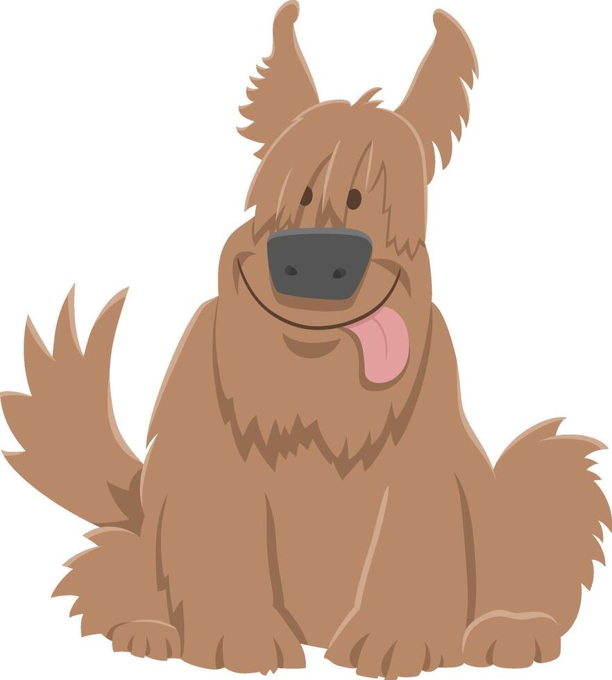 funny cartoon brown shaggy dog animal character vector