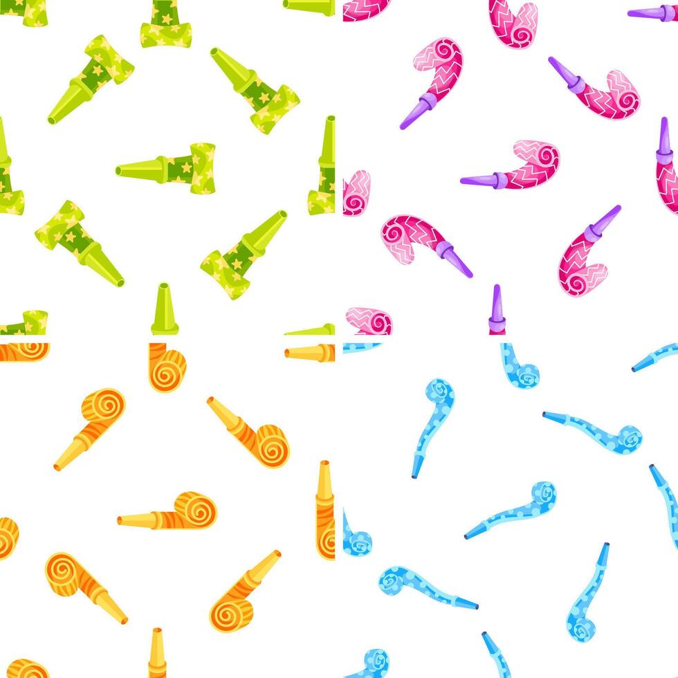 Colorful party blowers creating a festive seamless pattern vector
