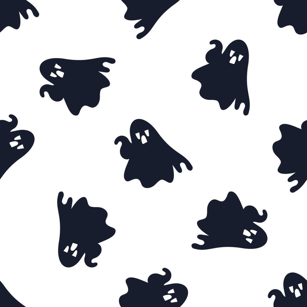Seamless pattern with screaming ghosts floating on white background for halloween decoration vector