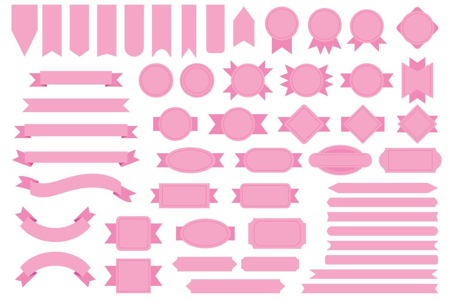 Pink Badge and Banner Collection, Frames, Borders, Ribbons, Buttons, Flags vector