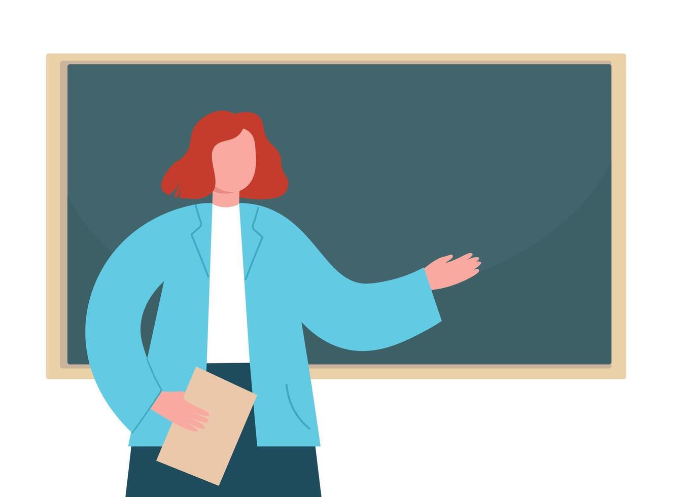 Teacher shows on the background of the board. flat graphics. vector
