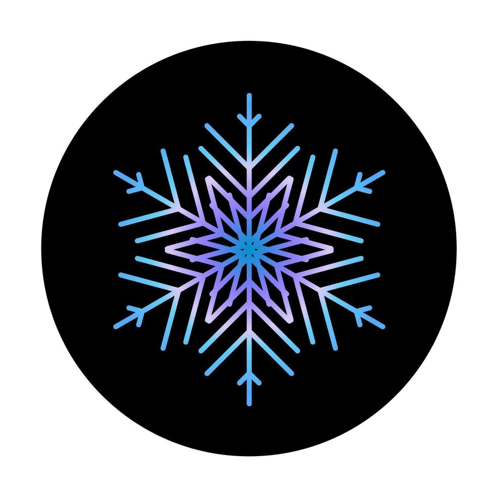 A snowflake in a black circle with blue and purple lines vector