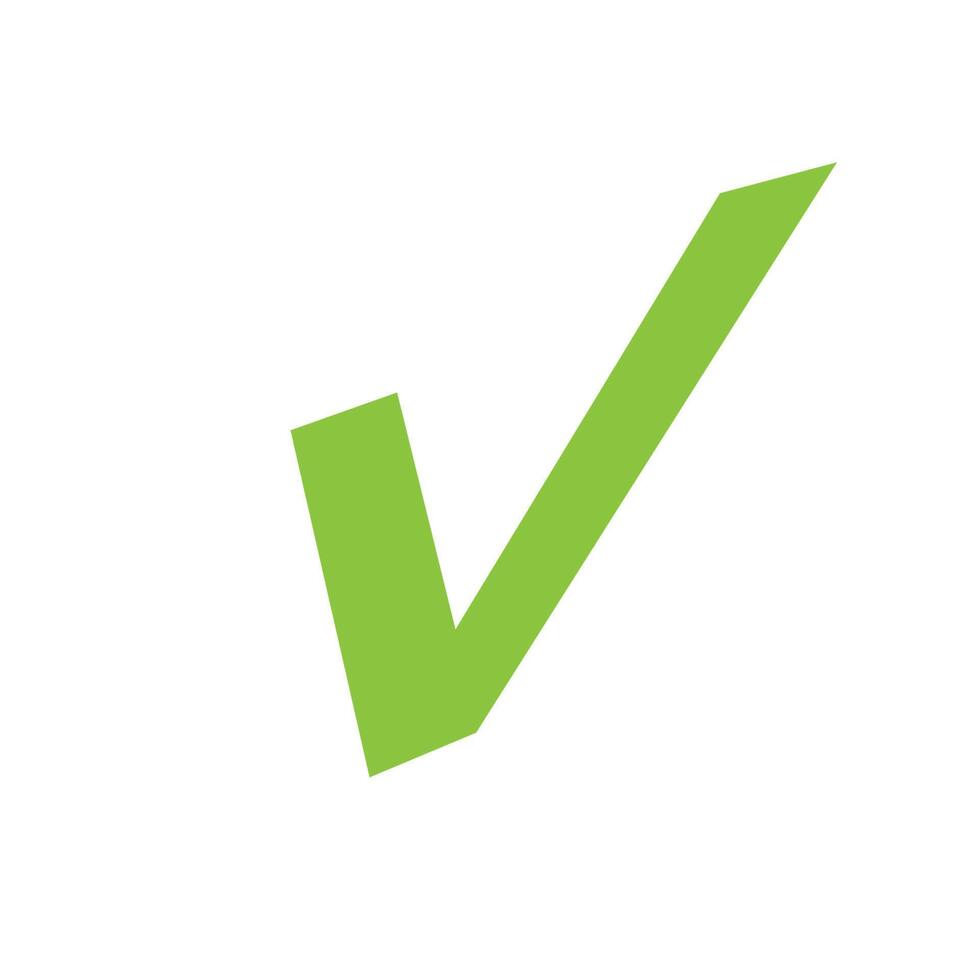 A green check mark on a white background vector