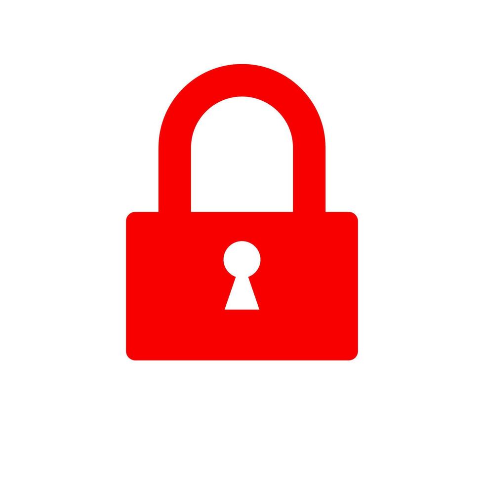 Red padlock icon on white background vector