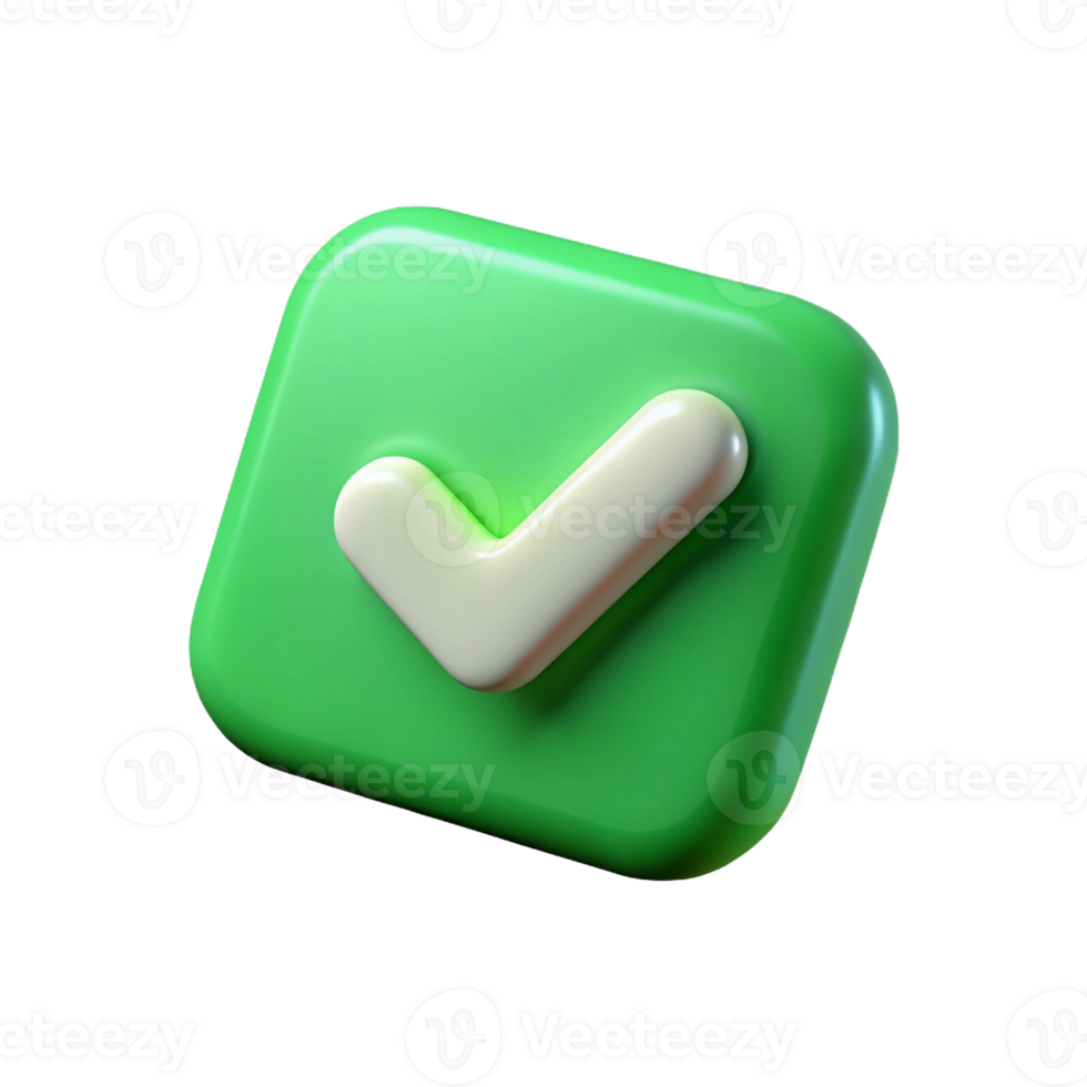 Green Check Mark Design in 3D Rendering png
