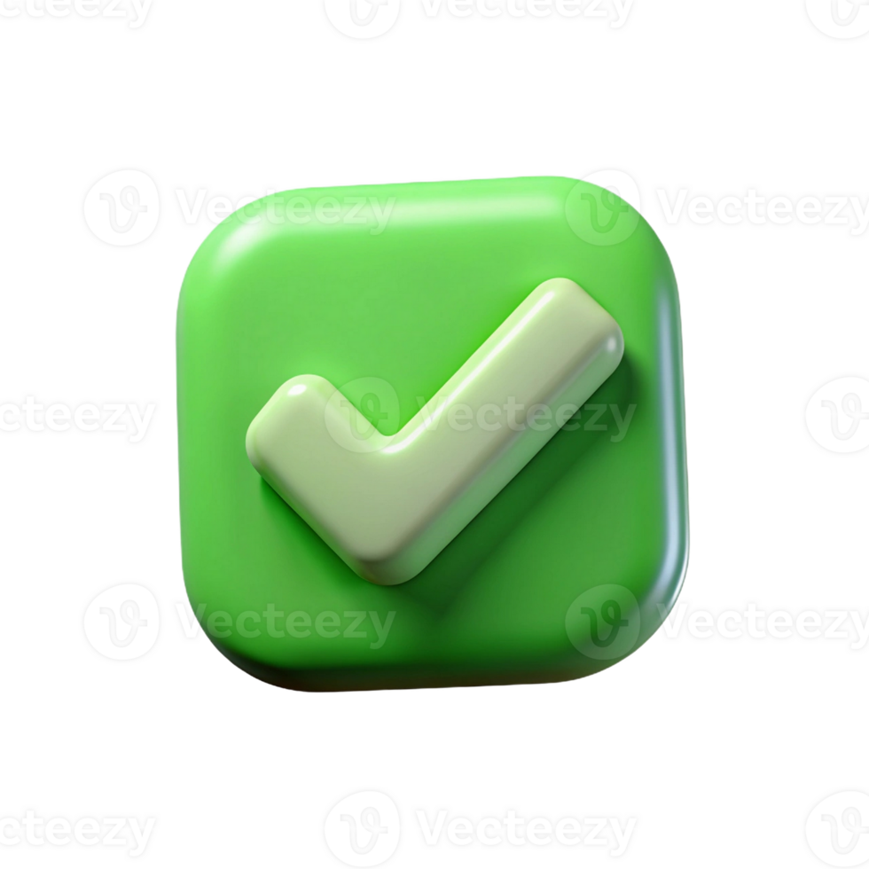 Modern Green Check Mark in 3D png