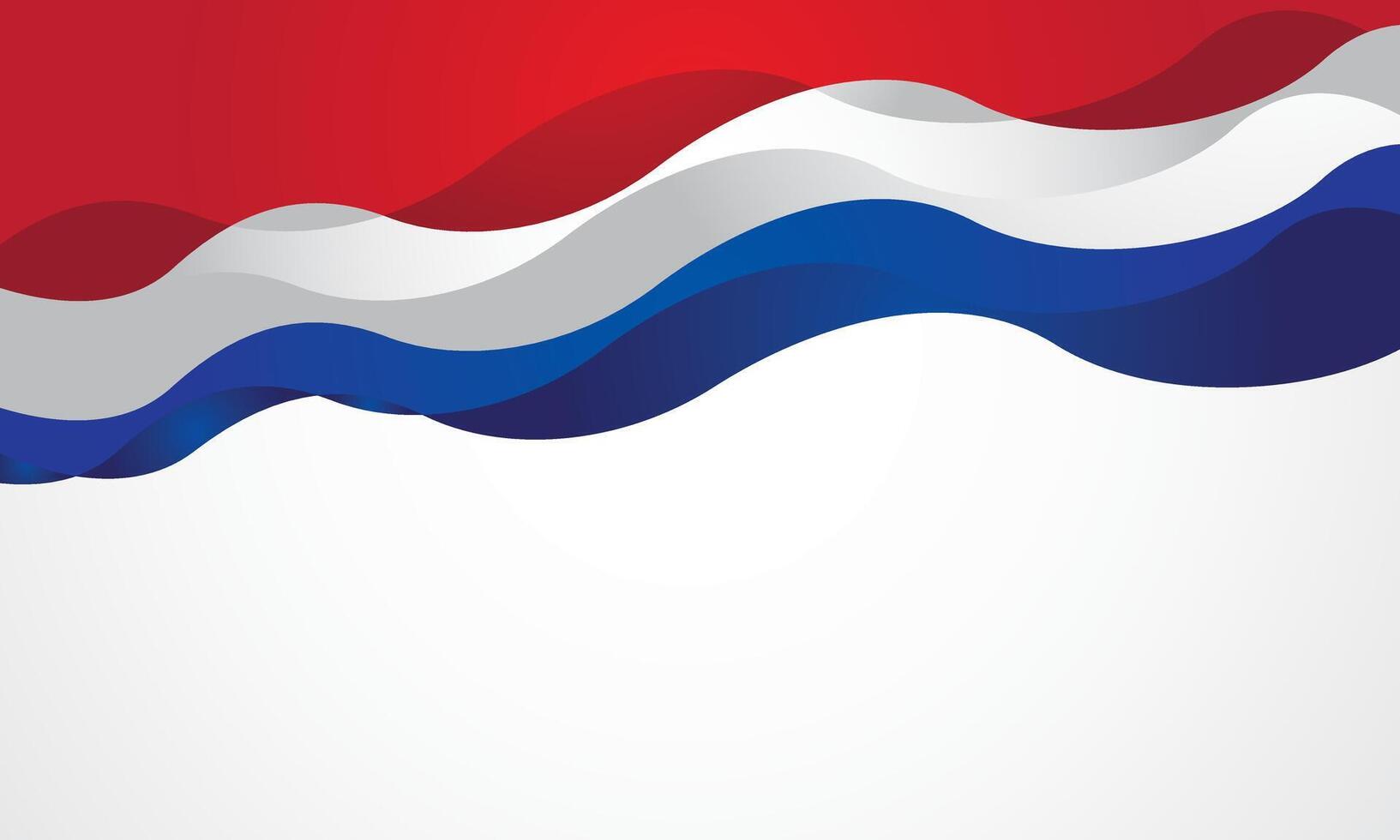 Stylish red white blue wave background design vector