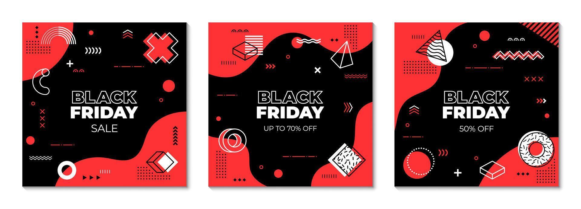 Black Friday sale with Memphis shapes vector
