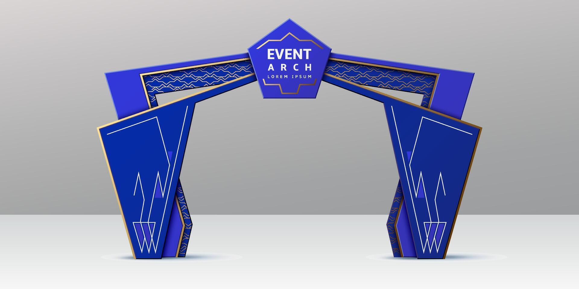 Event arch blue gate, entrance welcome stand booth vector