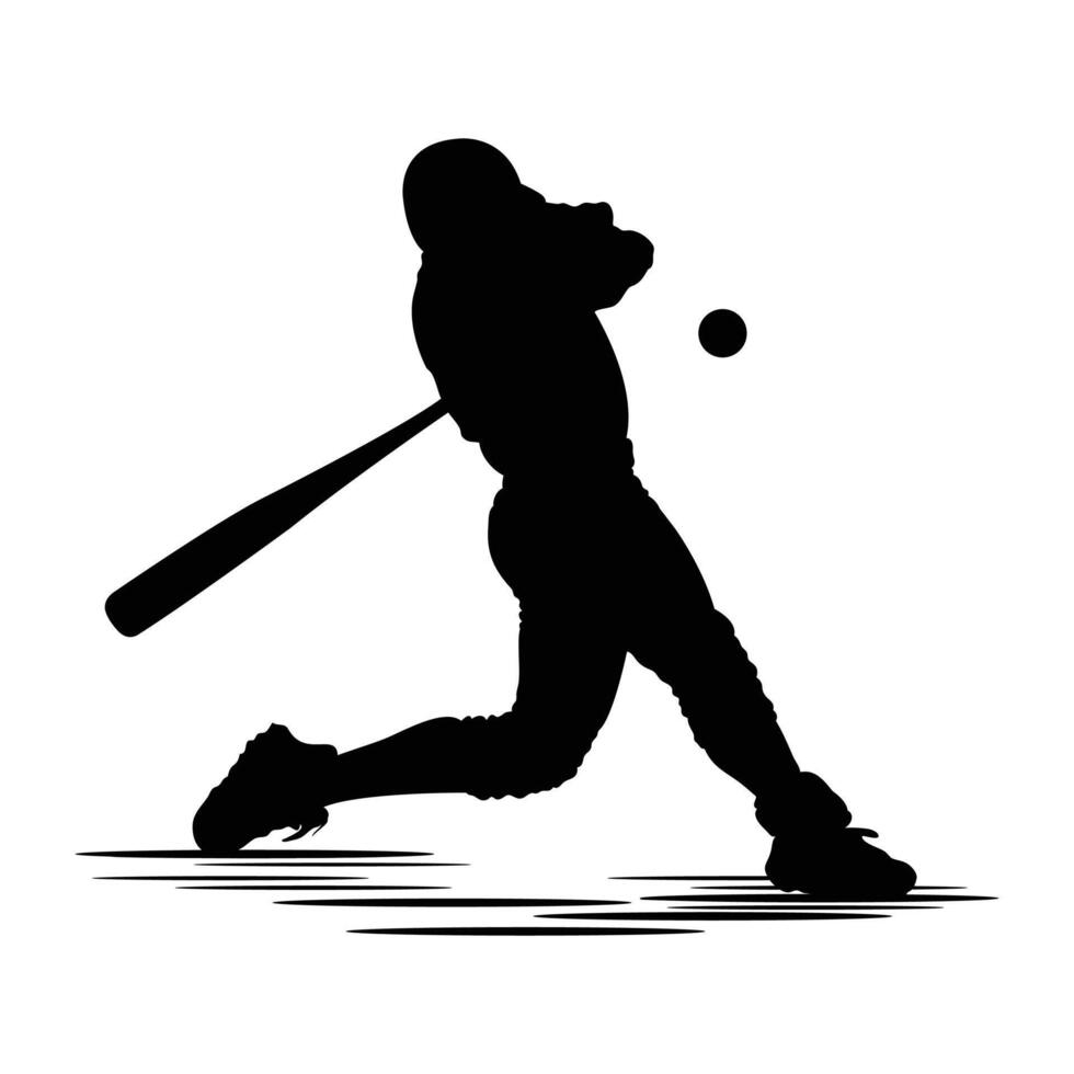 Baseball Batter Silhouette Hitting Ball vector