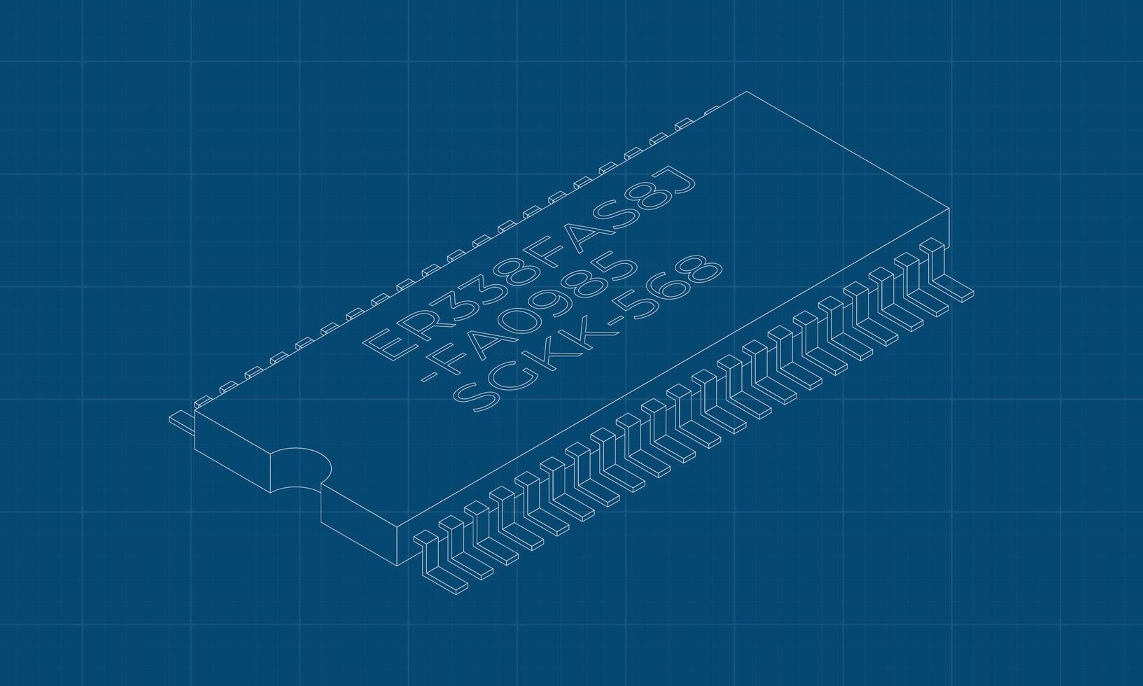 Microchip computer electronic component blueprint. Microchip icon. Isometric microchip. Computer processor technology. Microprocessor vector