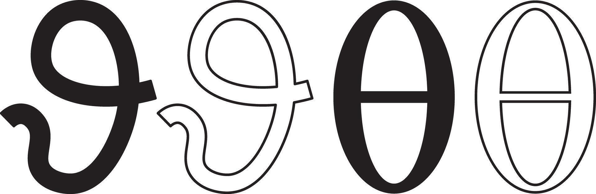 lowercase theta greek letters set vector