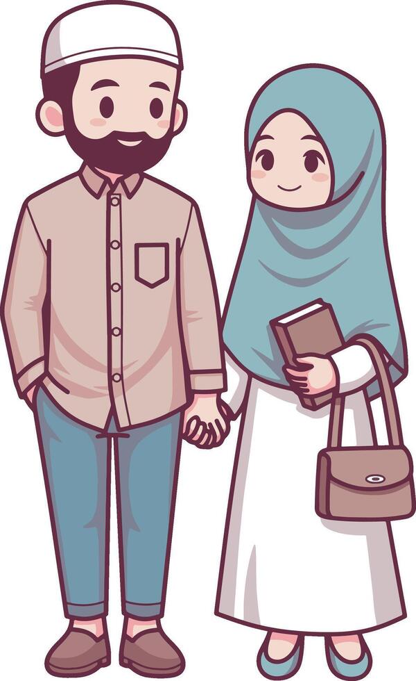 Muslim couple cartoon design art vector