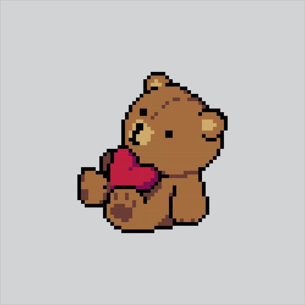 Pixel art illustration Teddy Bear. Pixelated Cute Bear. vector