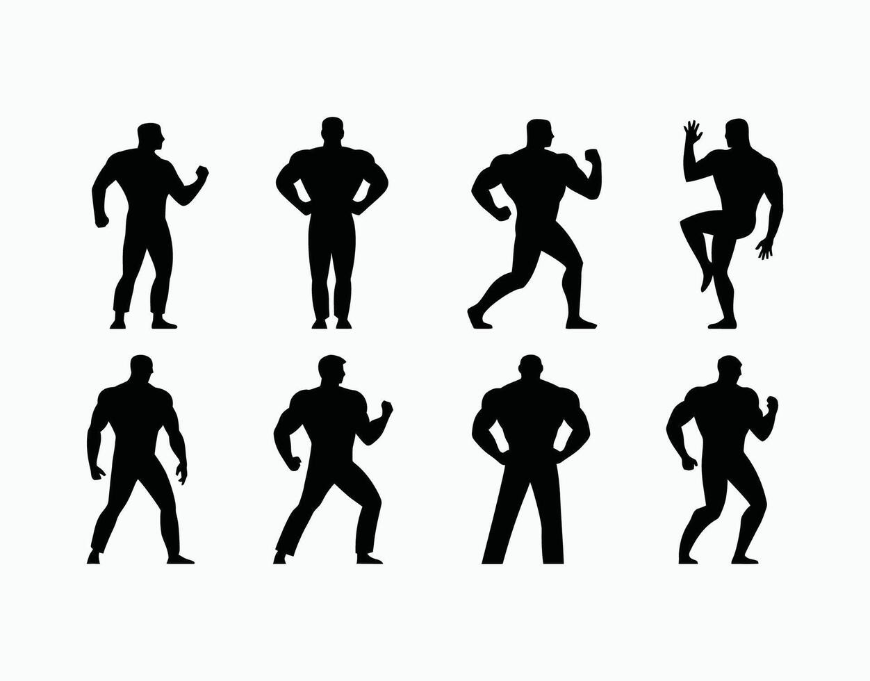 Strong Man Silhouette Collection Template vector