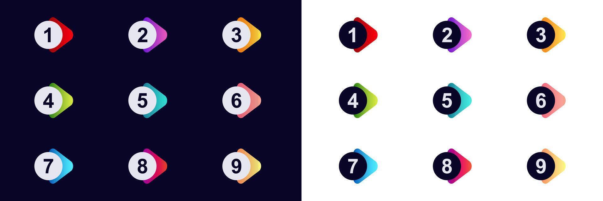 Colorful numbered icons for presentations infographics lists and step by step instructions vector