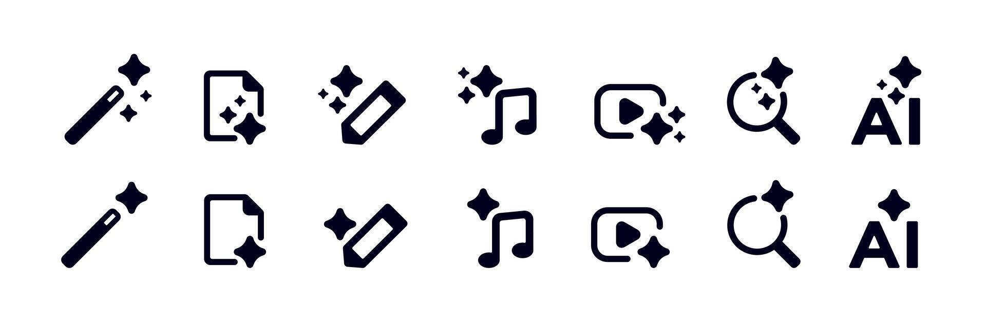 Ai icon set featuring tools for technology and creative software applications vector