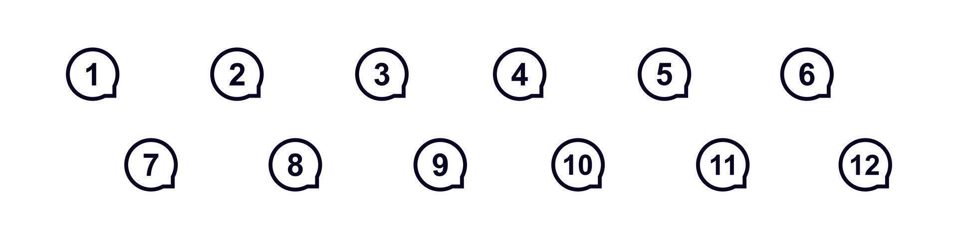 Simple outline style numbered list icons for clear and organized presentations and checklists vector