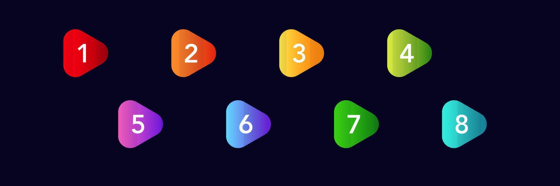 Colorful numbered bullet points for presentations and lists vector