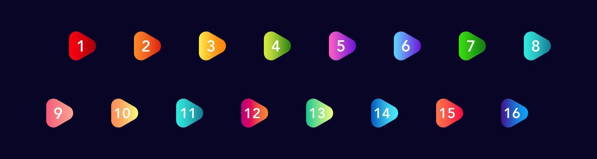 Colorful numbered icons perfect for lists, presentations, and infographics vector