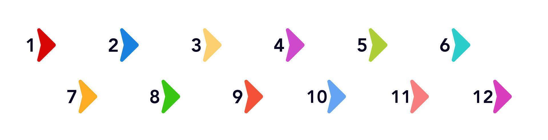 Colorful numbered bullet points for organized lists and clear presentation steps vector