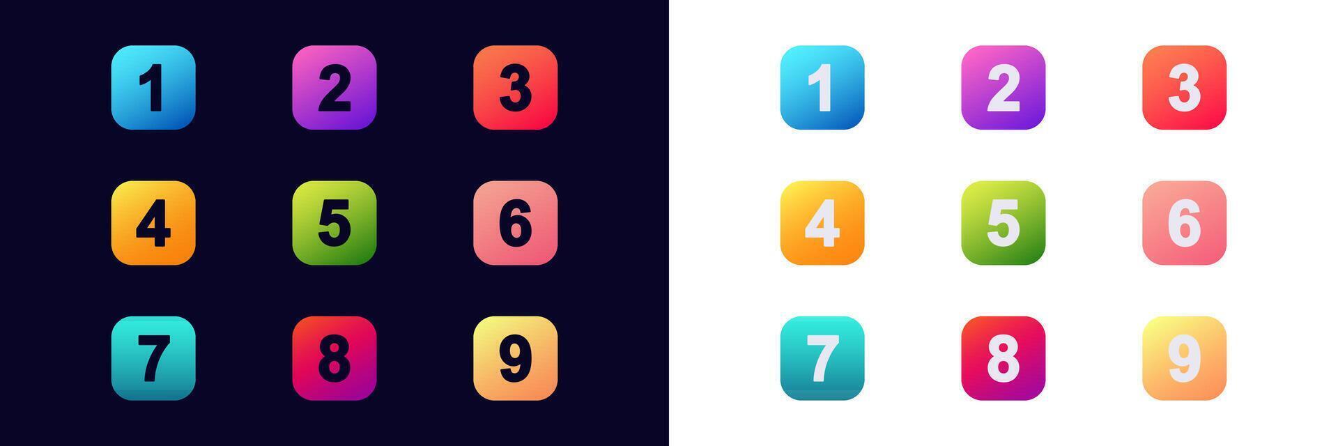 Colorful numbered icons for bullet points and lists in presentations and infographics vector