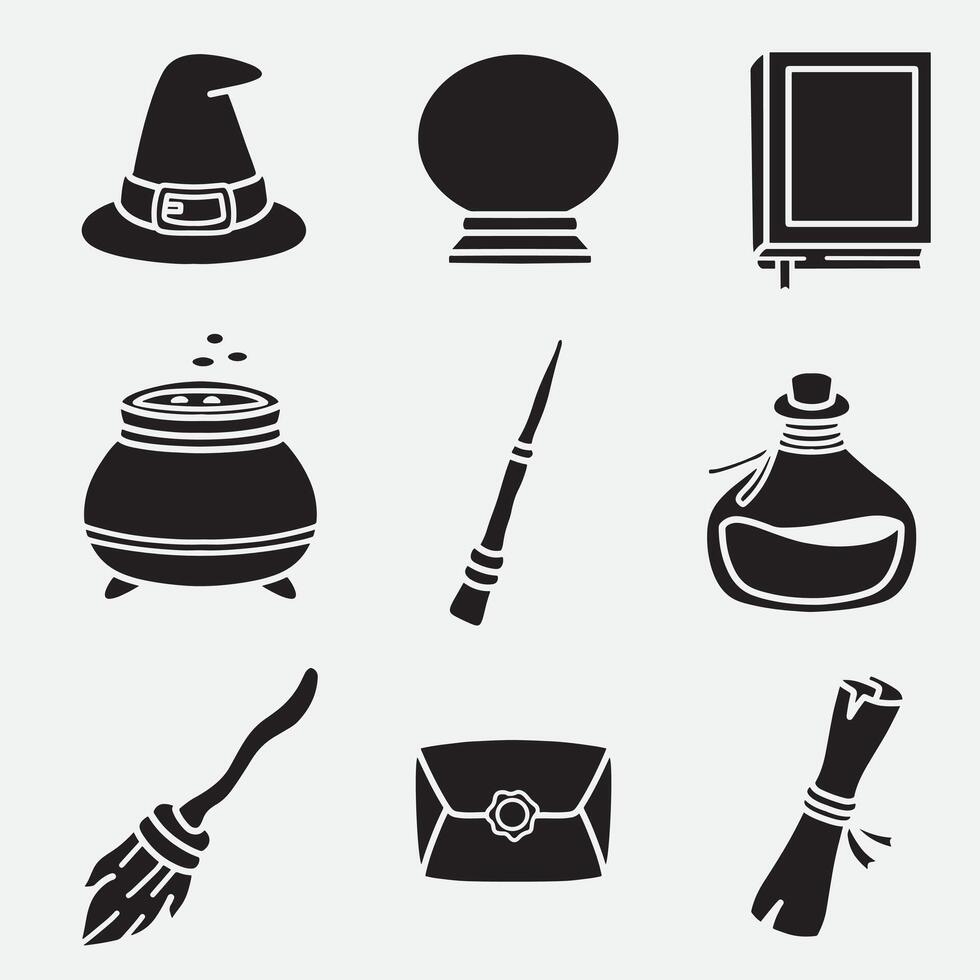 set of wizard good for icon, logo, symbol, element design, silhouette design, etc vector