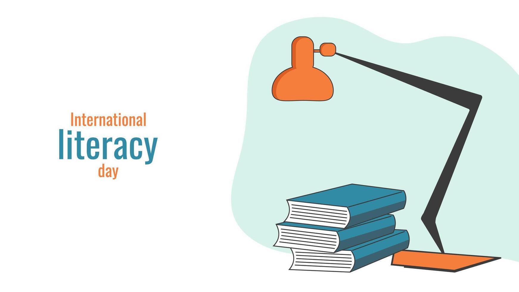 International Book Day literacy day Read education. Desk lamp with books stacked. Educational layout design of promotional materials for website social networks and blog. illustration. vector