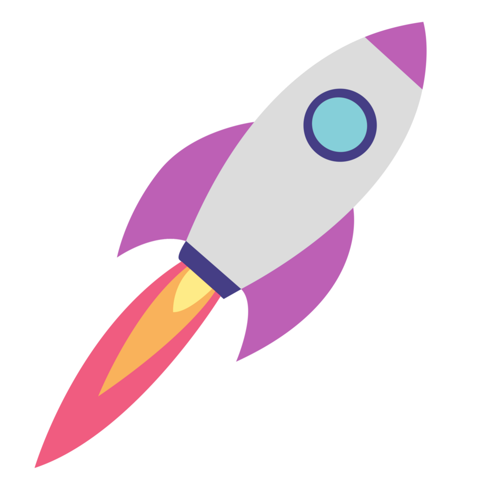A rocket ship with a purple and pink color png