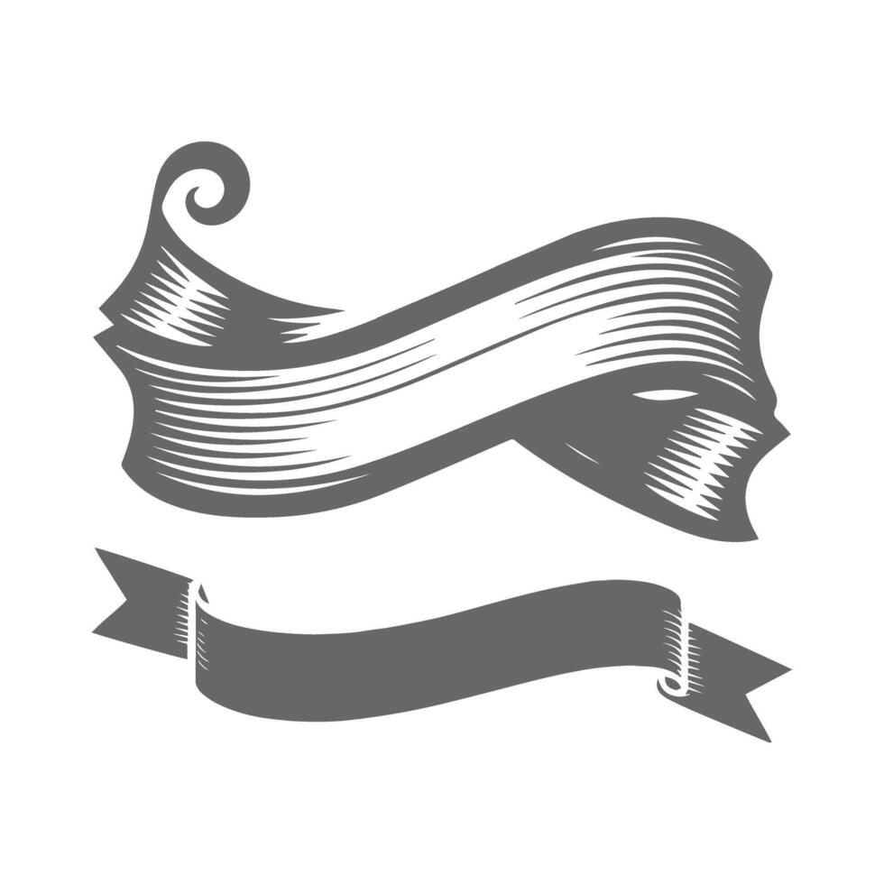Set Of Elegant engraved ribbons design illustration vector