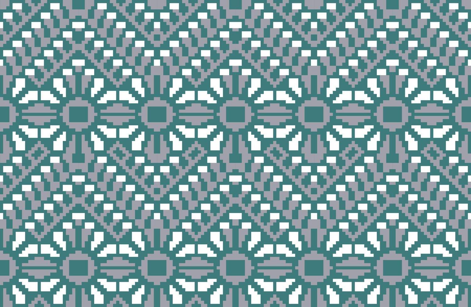 Pixel Art Geometric Patterns Mathfolk Embroidery, Aztec Geometric Ornament Print. Design for Carpet, Wallpaper, Clothing, Wrapping, Fabric vector