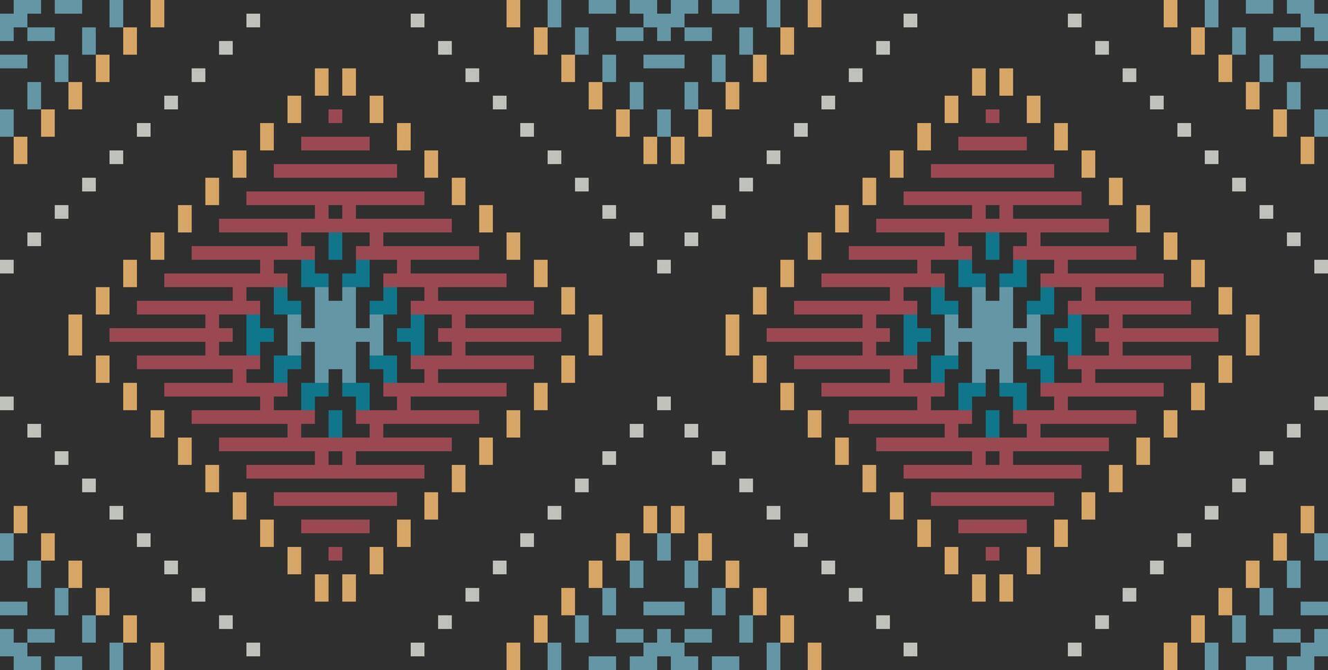 Aztec Pixel Ethnic Pattern Shirtfolk Embroidery, Aztec Geometric Ornament Print. Design for Carpet, Wallpaper, Clothing, Wrapping, Fabric vector