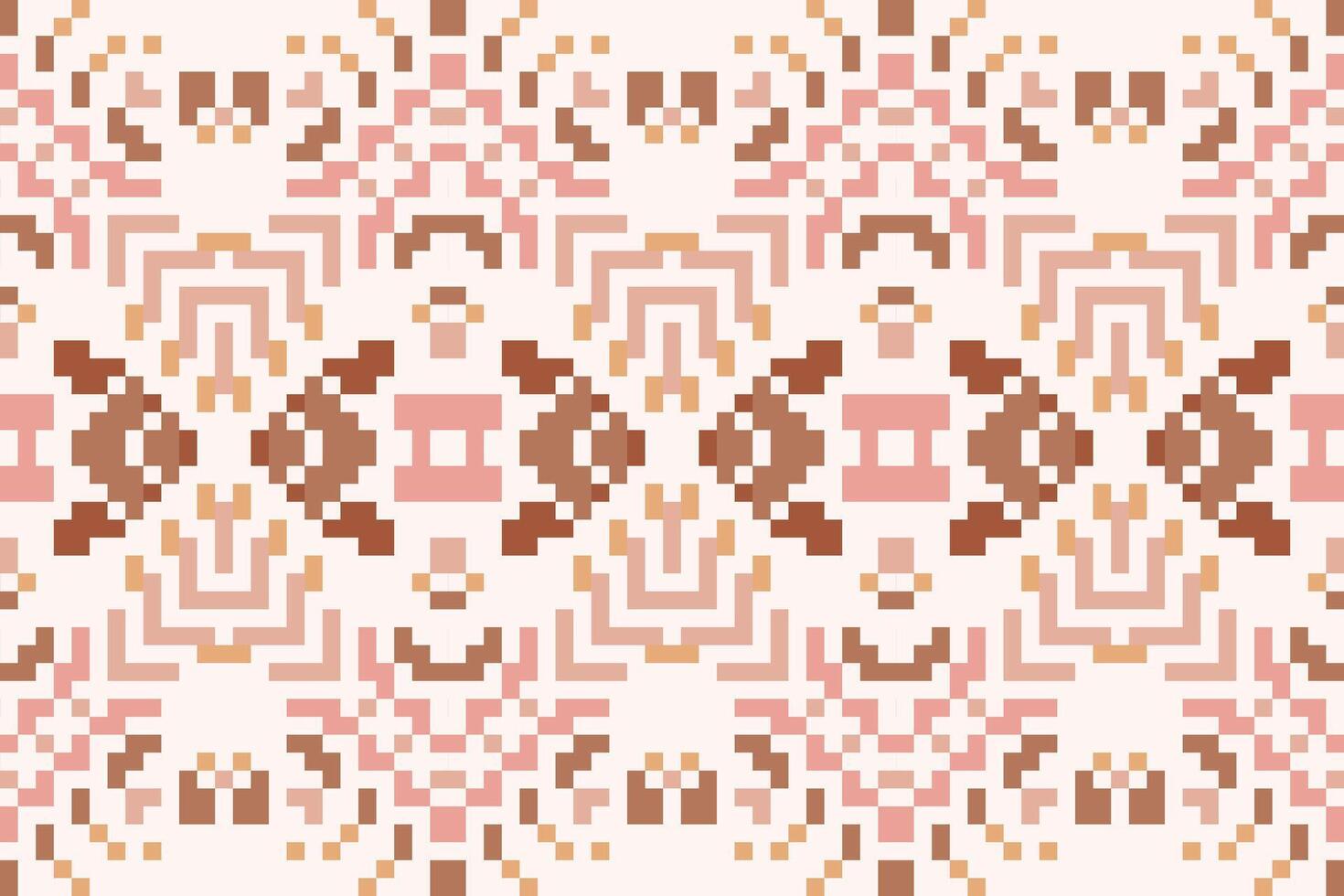 Pixel Ethnic Tribal Ethnic Patternfolk Embroidery, Aztec Geometric Ornament Print. Design for Carpet, Wallpaper, Clothing, Wrapping, Fabric vector