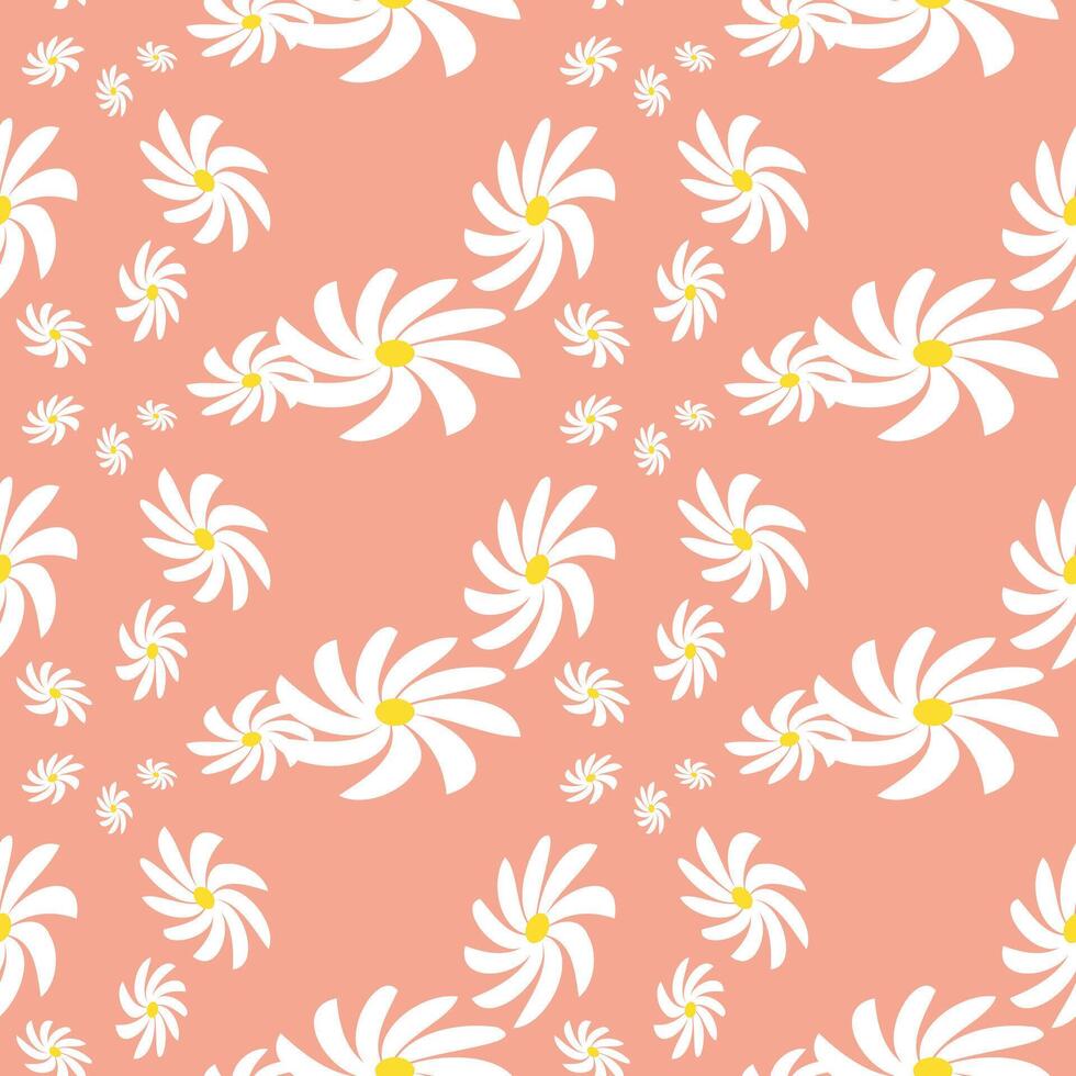 Daisy Flower Seamless Pattern. Bloom Seamless Pattern of White Daisies on Color Background. vector