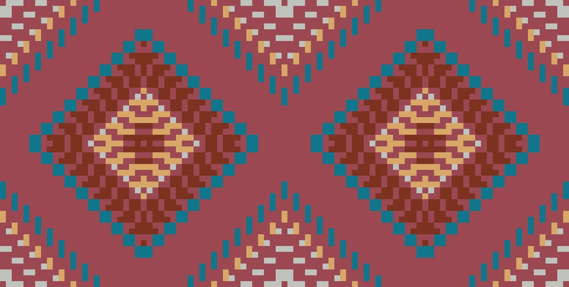 Shawl Indian Traditional Patternfolk Embroidery, Aztec Geometric Ornament Print. Design for Carpet, Wallpaper, Clothing, Wrapping, Fabric vector