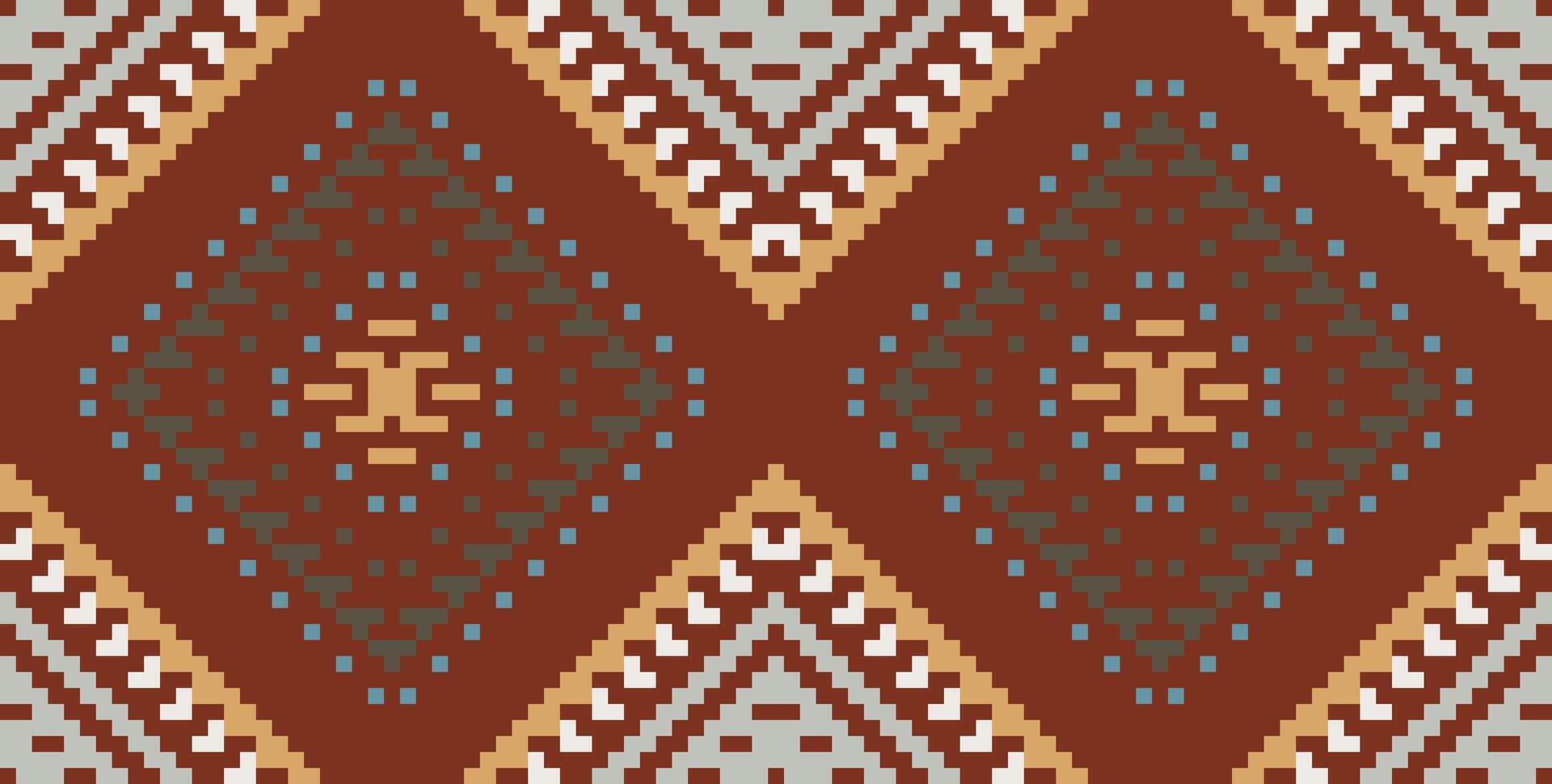 Geometry Shapes Ethnic Design Pattern in the Philippinesfolk Embroidery, Aztec Geometric Ornament Print. Design for Carpet, Wallpaper, Clothing, Wrapping, Fabric vector