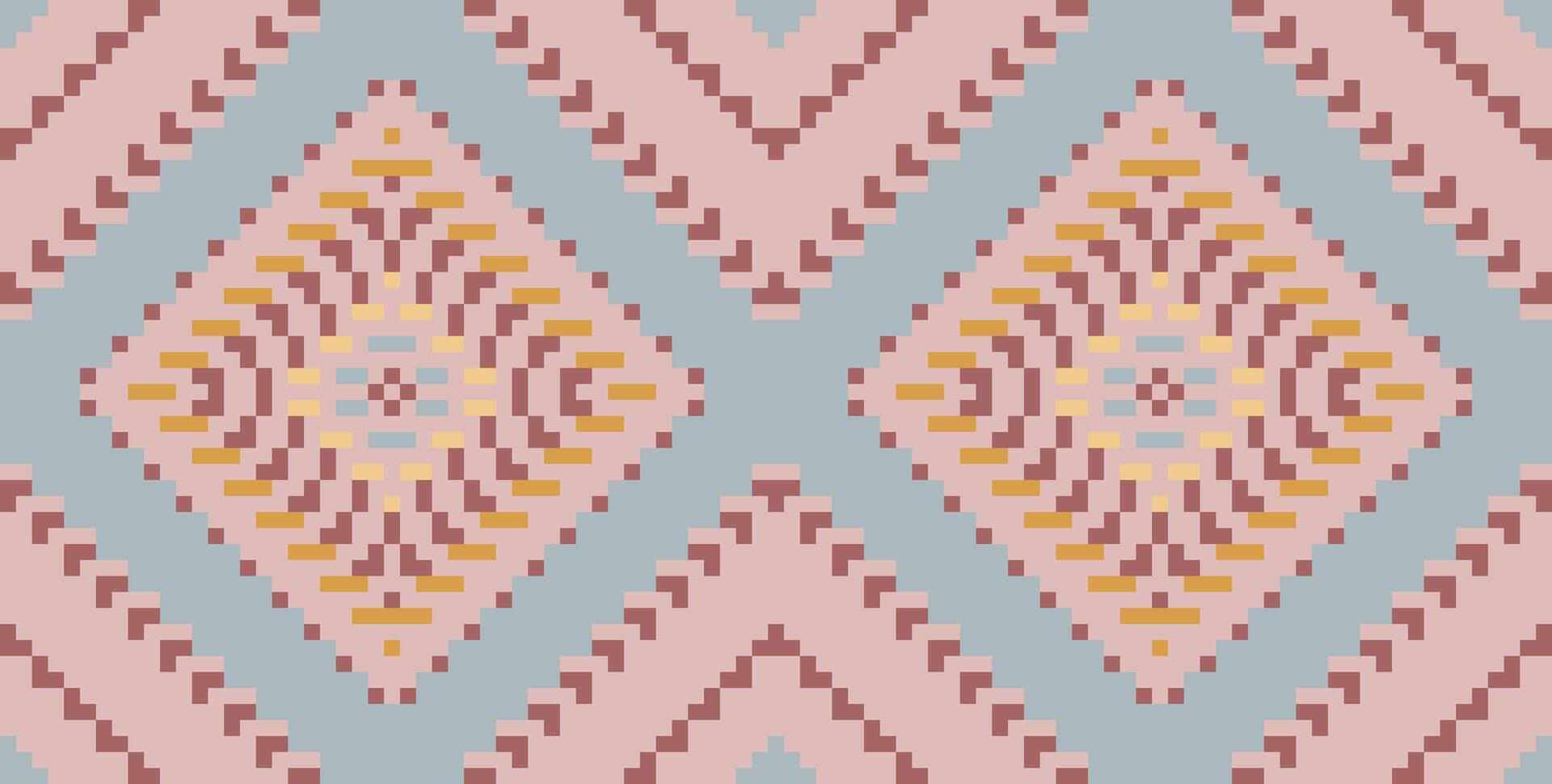 Motifs Ikat Design Patternfolk Embroidery, Aztec Geometric Ornament Print. Design for Carpet, Wallpaper, Clothing, Wrapping, Fabric vector