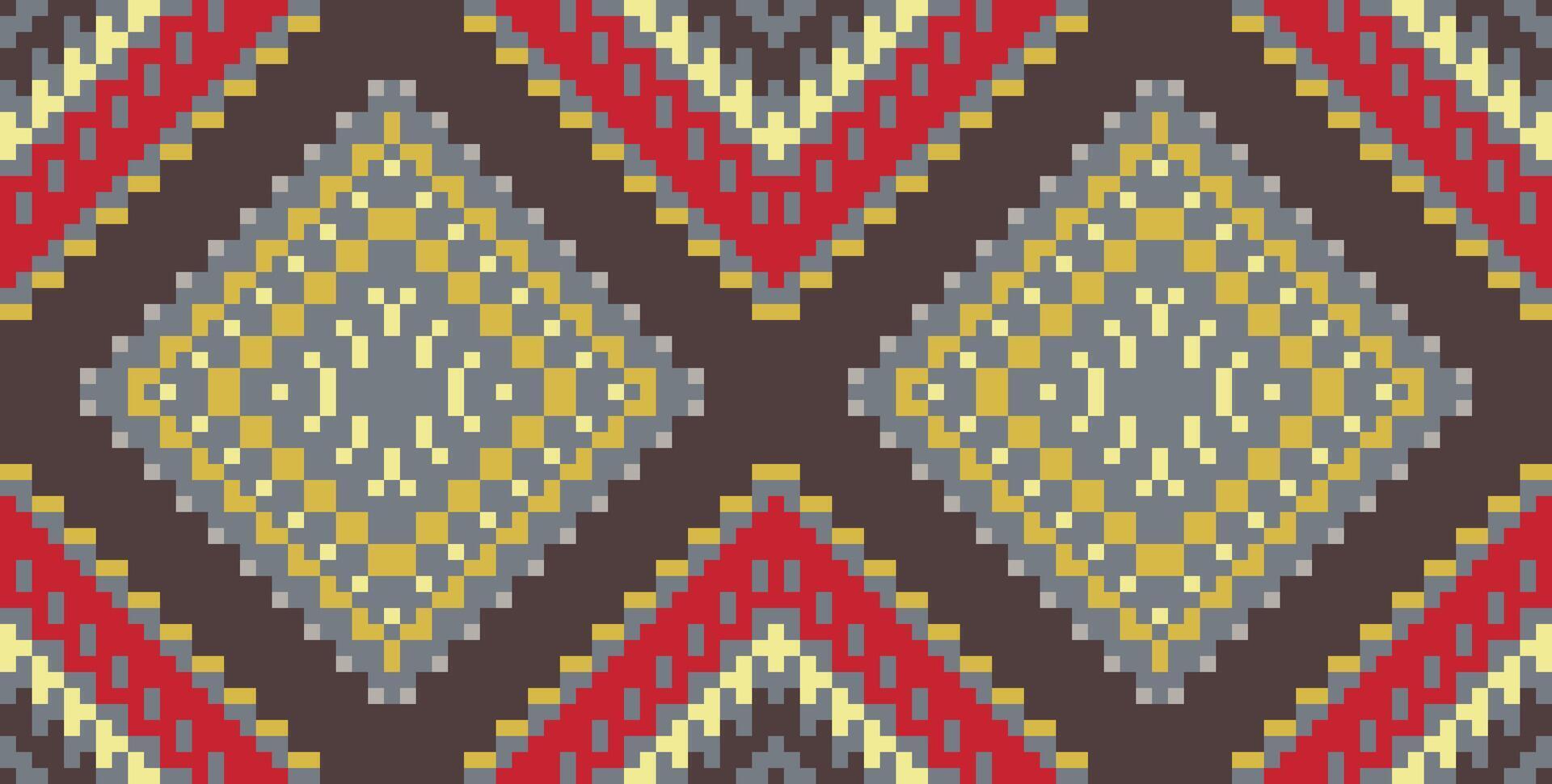 Motif Embroidery Arabic Geometric Patternfolk Embroidery, Aztec Geometric Ornament Print. Design for Carpet, Wallpaper, Clothing, Wrapping, Fabric vector