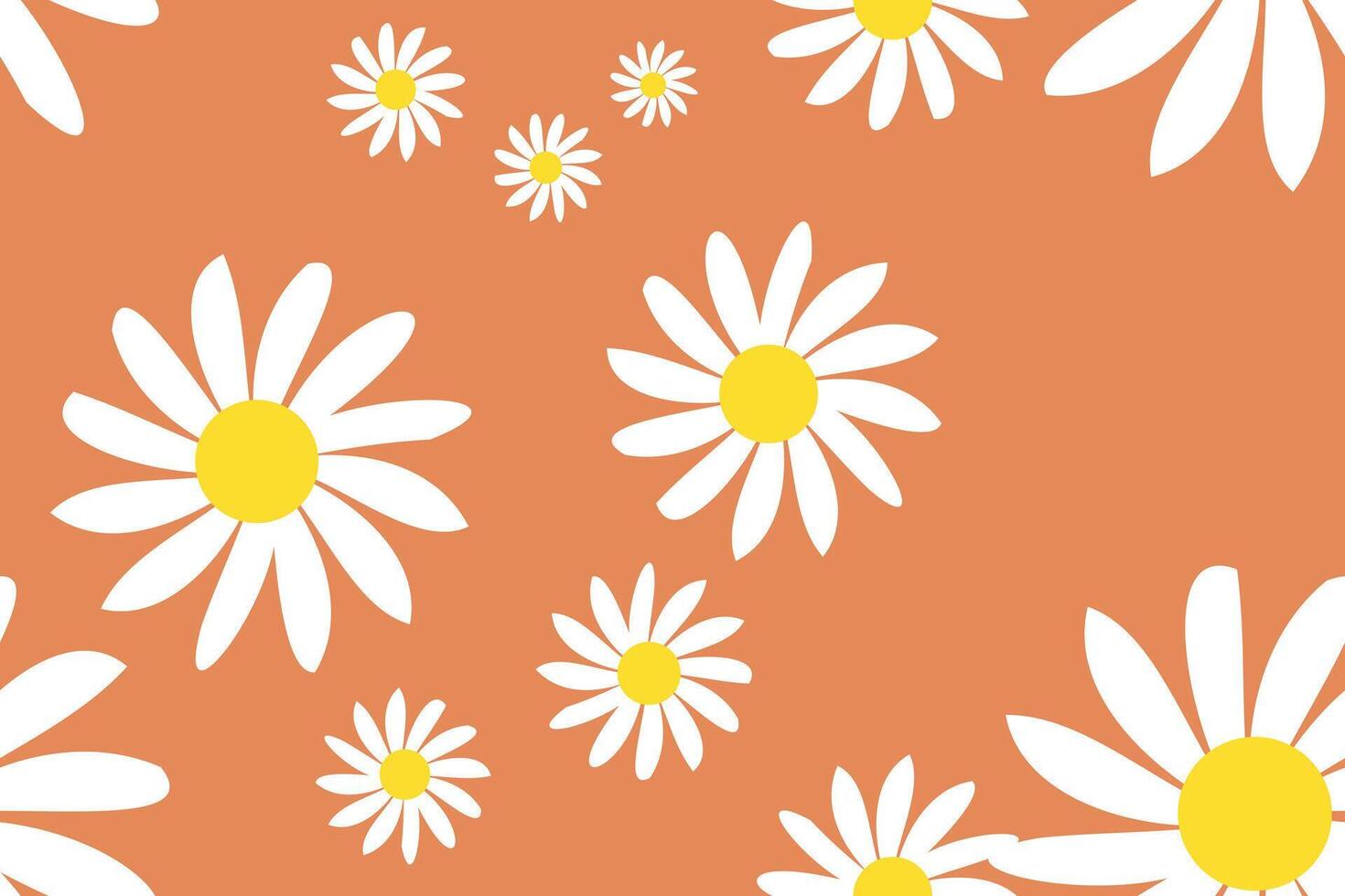 Vintage Daisy Flower Pattern. Bloom Floral Print With White Flowers. Background for Trendy Fabrics, Wallpapers. vector