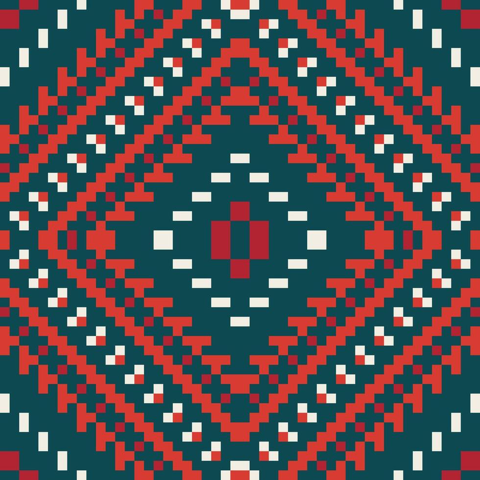 Motif Embroidery Ikat Weaving Patternfolk Embroidery, Aztec Geometric Ornament Print. Design for Carpet, Wallpaper, Clothing, Wrapping, Fabric vector