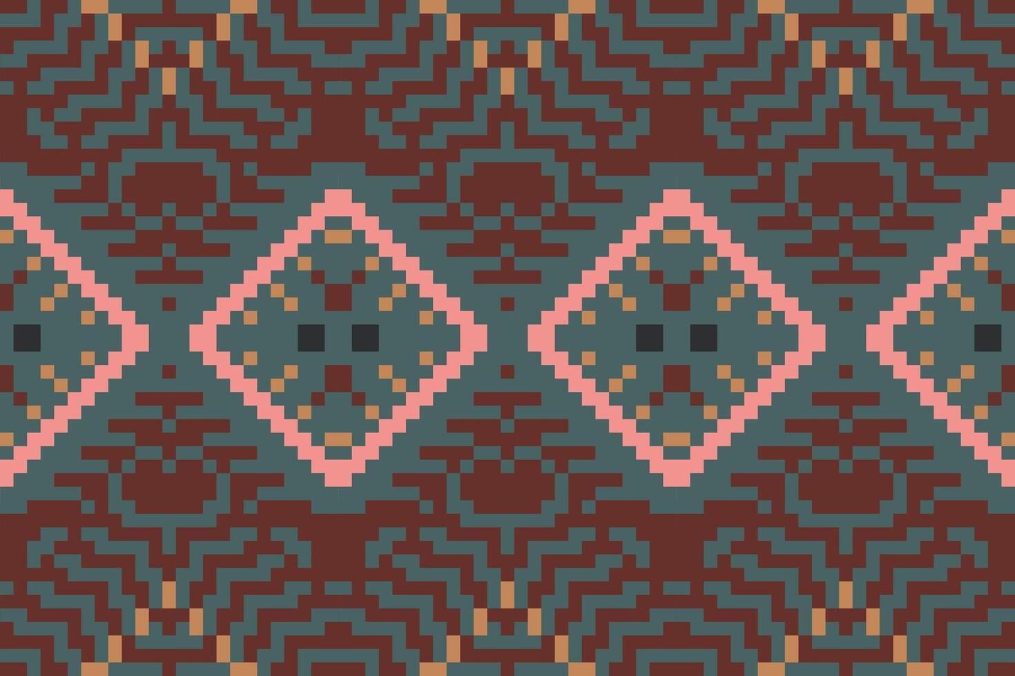 Classic Ikat Weaving Patternfolk Embroidery, Aztec Geometric Ornament Print. Design for Carpet, Wallpaper, Clothing, Wrapping, Fabric vector