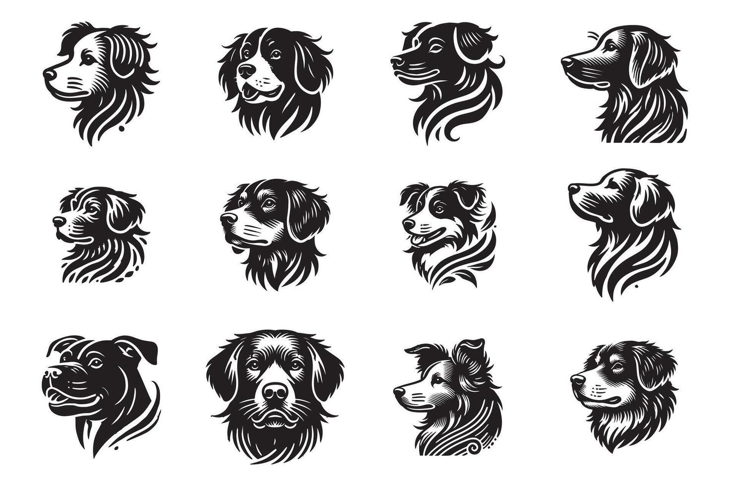 Stylized Dog Breed Portraits vector
