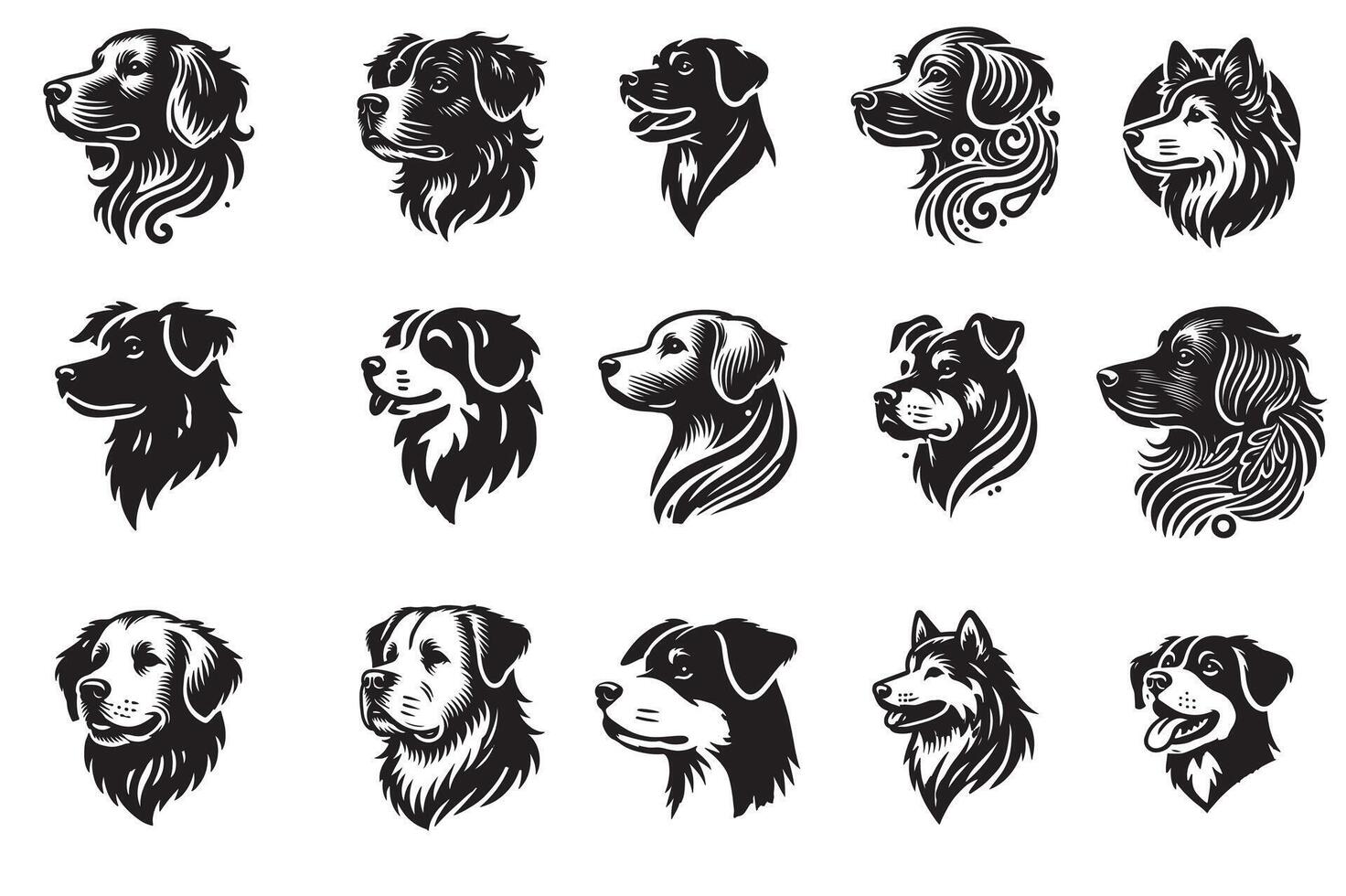 Canine Lovers' Art Collection vector