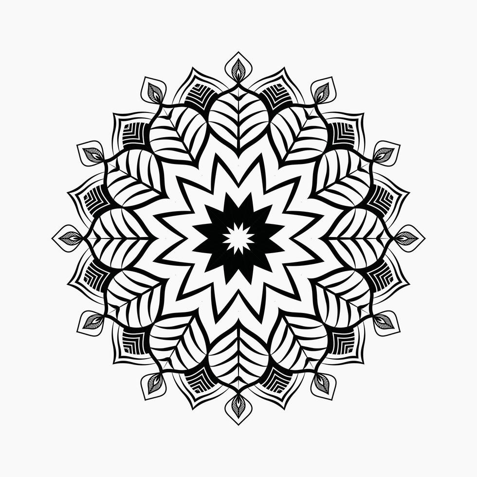 Hand drawn black mandala for coloring vector