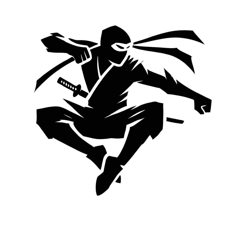 Ninja silhouette on white background vector