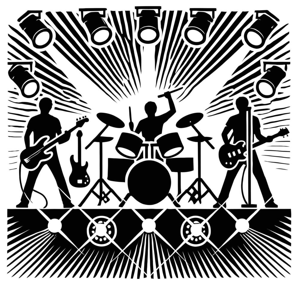 Rock band silhouette illustration vector
