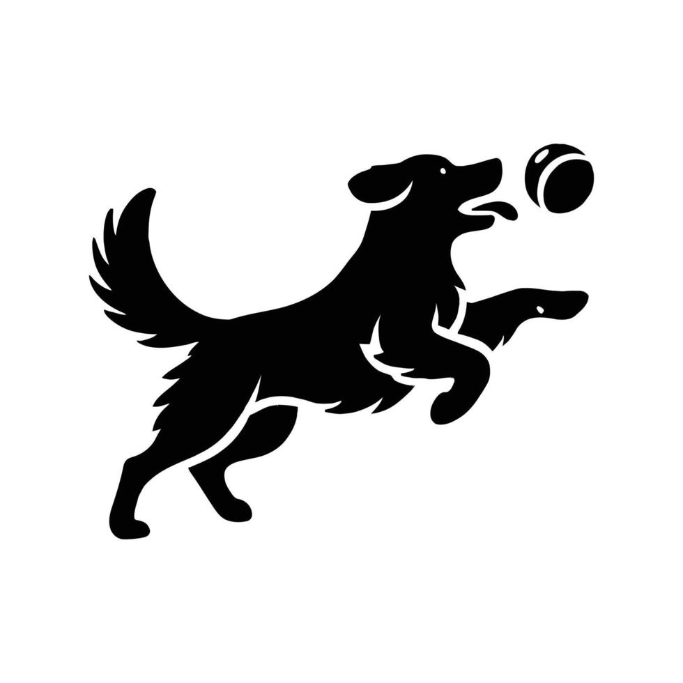 Dog playing with ball vector