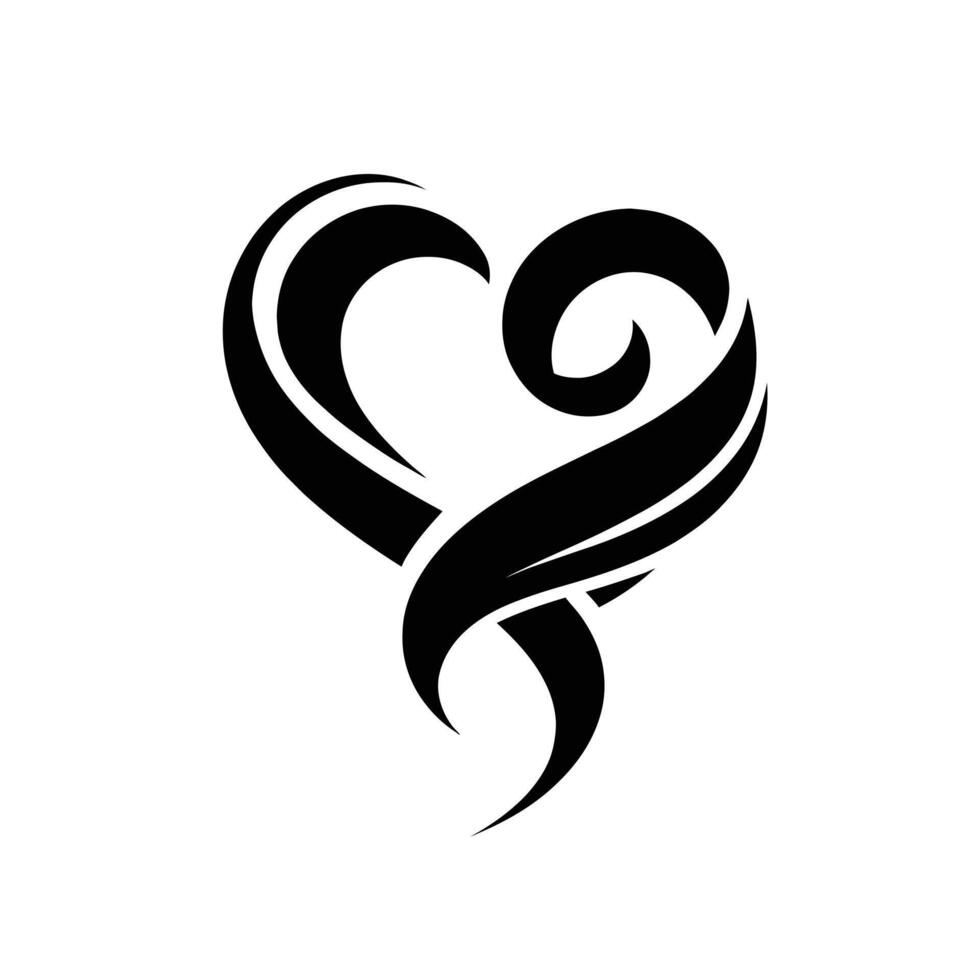 A black and white tattoo design of a heart vector