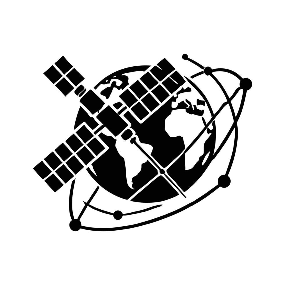 An image of a satellite and earth vector