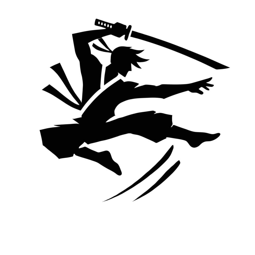 A silhouette of a man with a sword in the air vector